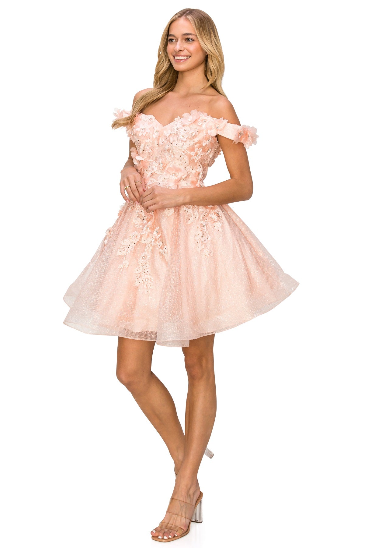Cinderella Couture 5120J Short 3D Flower Party or Homecoming Dress
