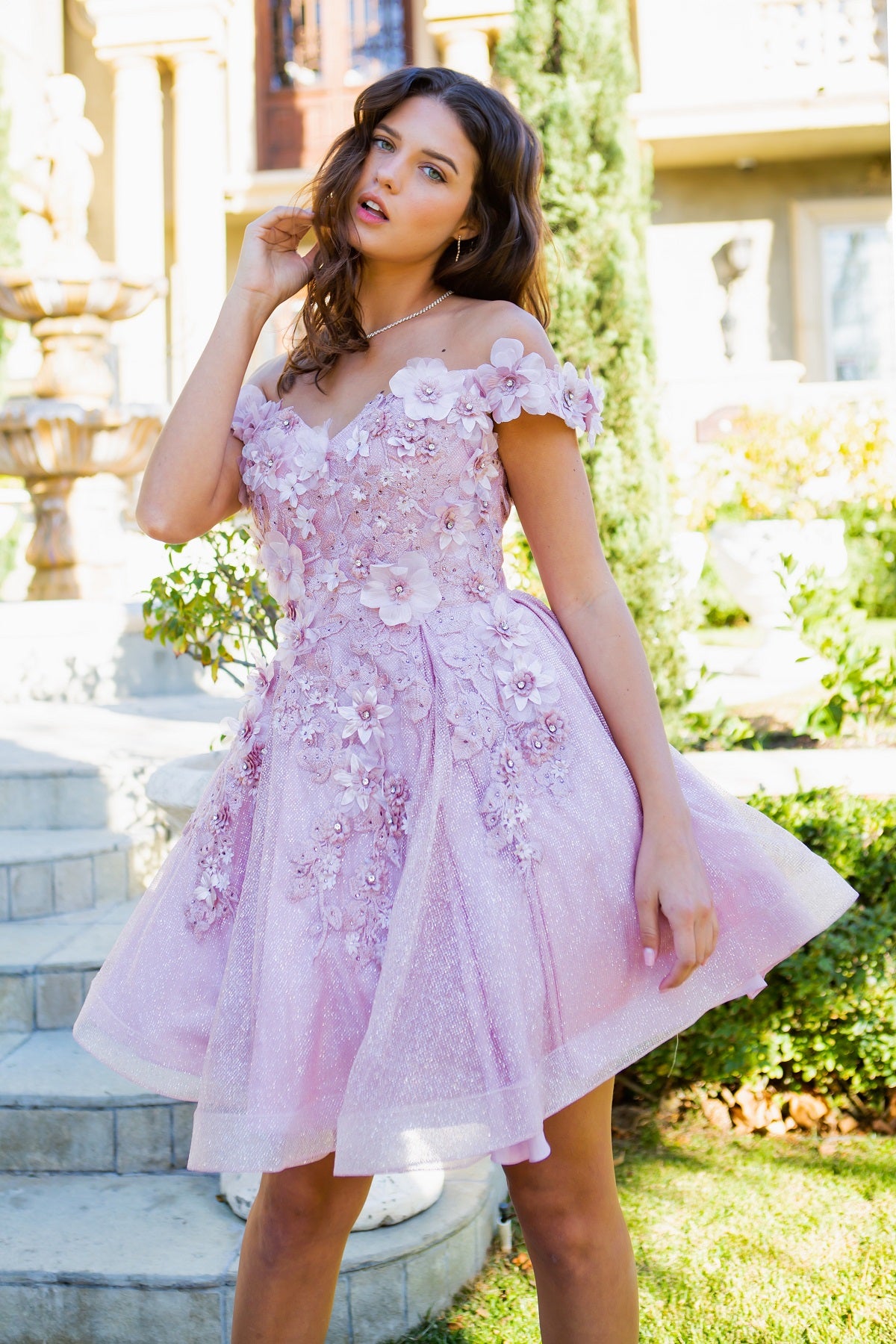 Cinderella Couture 5120J Short 3D Flower Party or Homecoming Dress