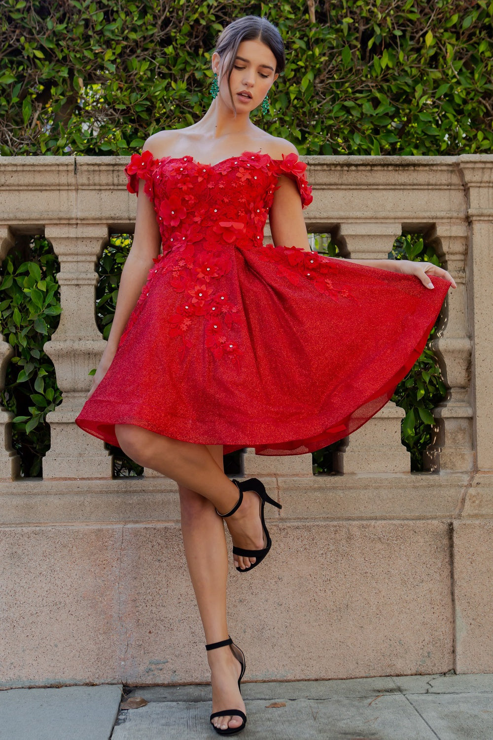 Cinderella Couture 5120J Short 3D Flower Party or Homecoming Dress
