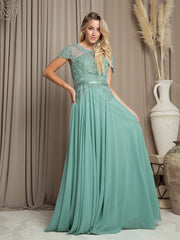 Eva USA 5130 Chiffon And Lace Mother's Gown Short Sleeves