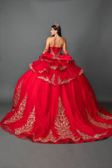 Dancing Queen 5161 Off The Shoulder Corset Quinceañera Ball Gown With Cape