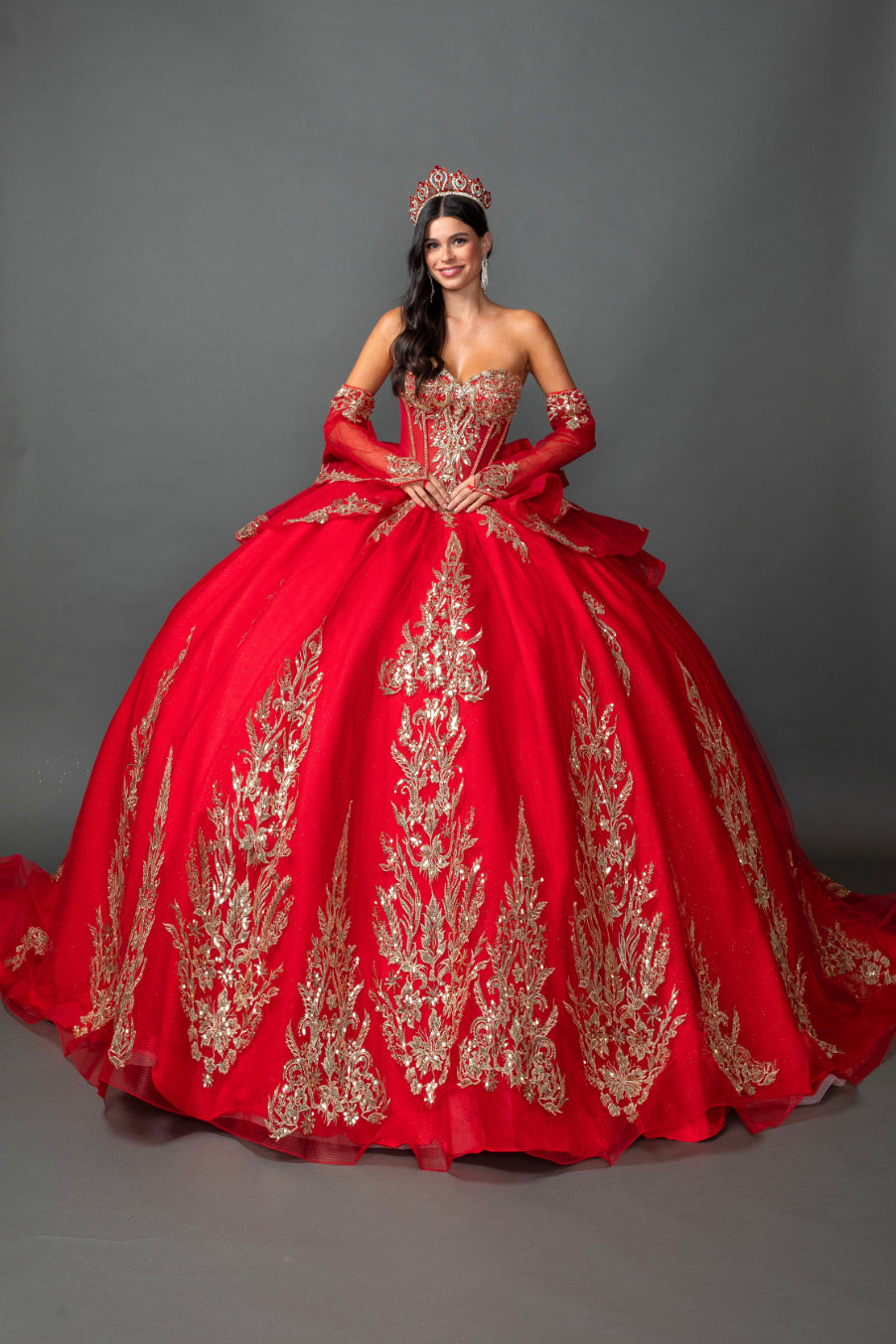 Dancing Queen 5161 Off The Shoulder Corset Quinceañera Ball Gown With Cape