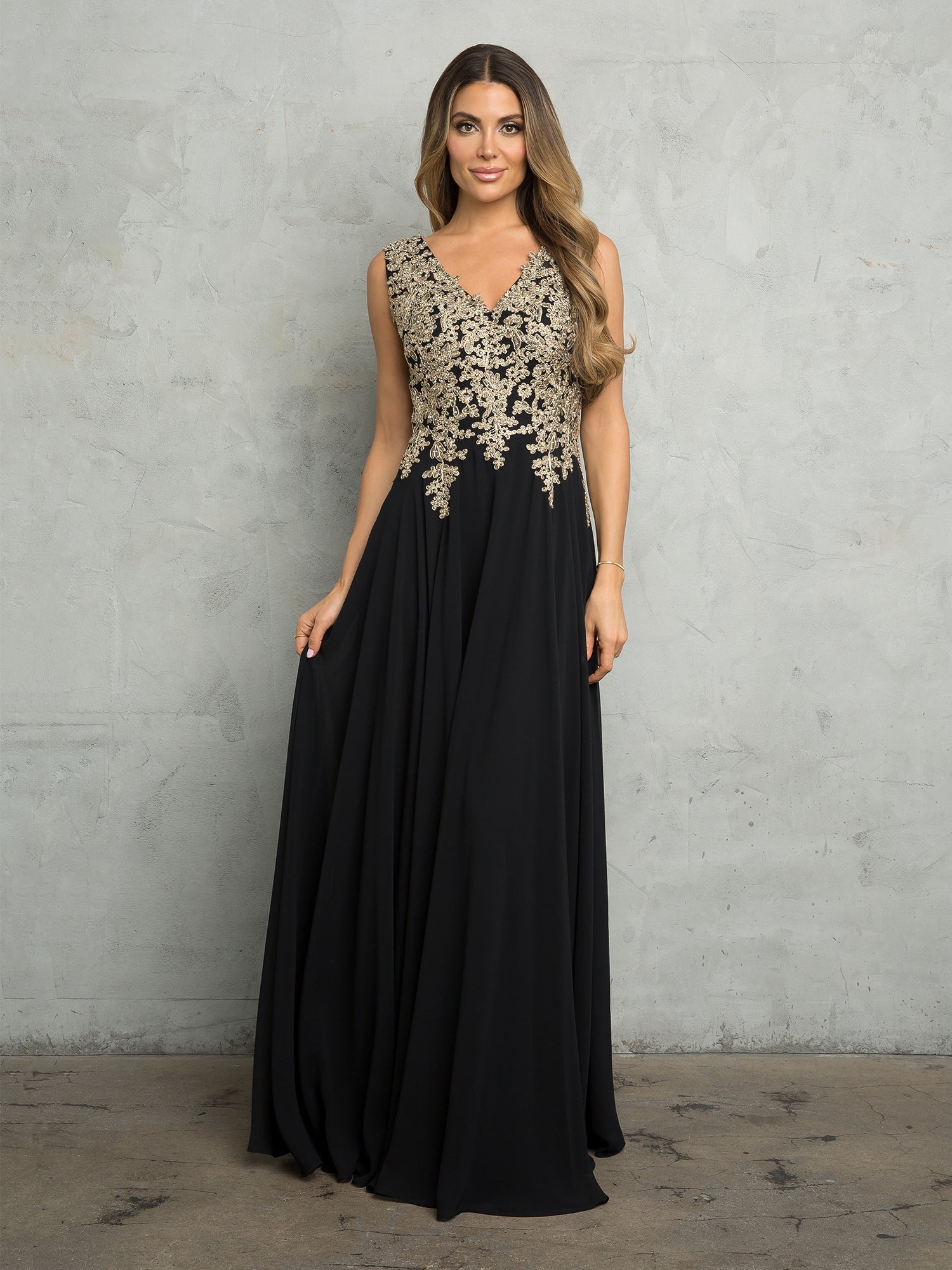 Eva USA style 5233 mother of the bride gown in black.