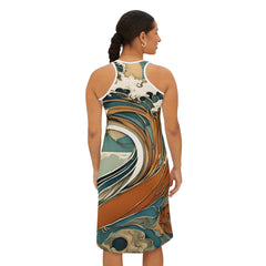 Ralee Fashion Ocean Wave Women's Racerback Dress - Summer Beachwear, Vacation Dress, Casual Outfit, Festival Style, Gift for Her