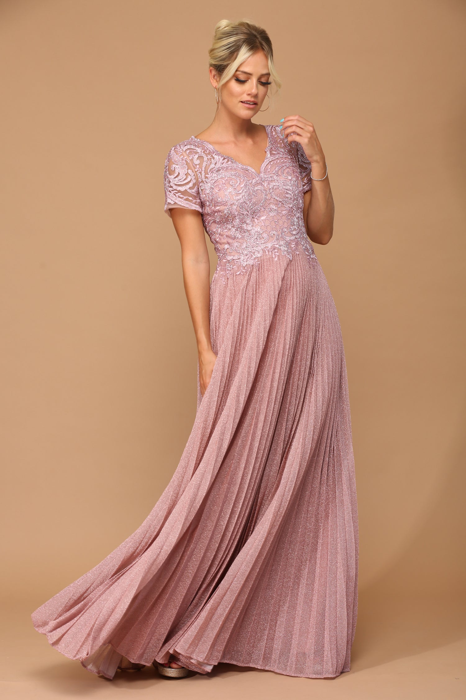Eva USA 5241 Mother's Formal Gown with Pleated Skirt