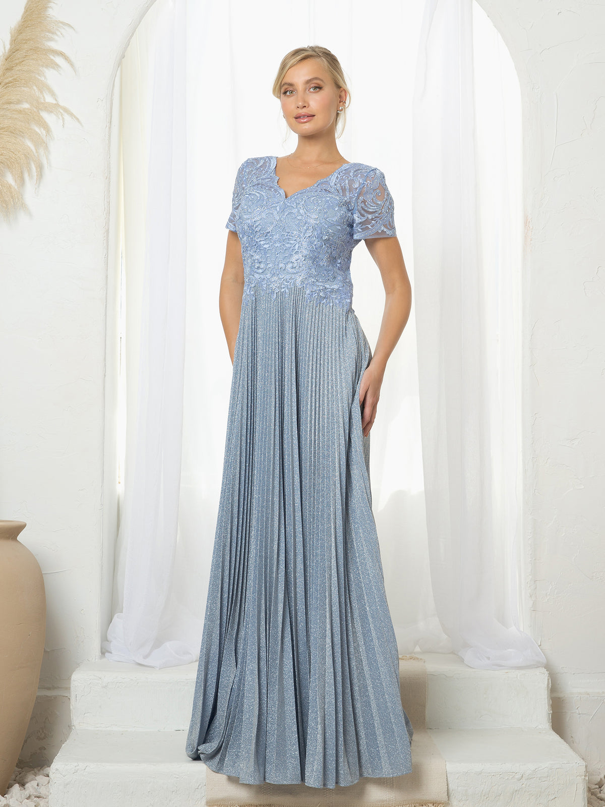 Eva USA 5241 Mother's Formal Gown with Pleated Skirt
