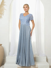 Eva USA 5241 Mother's Formal Gown with Pleated Skirt