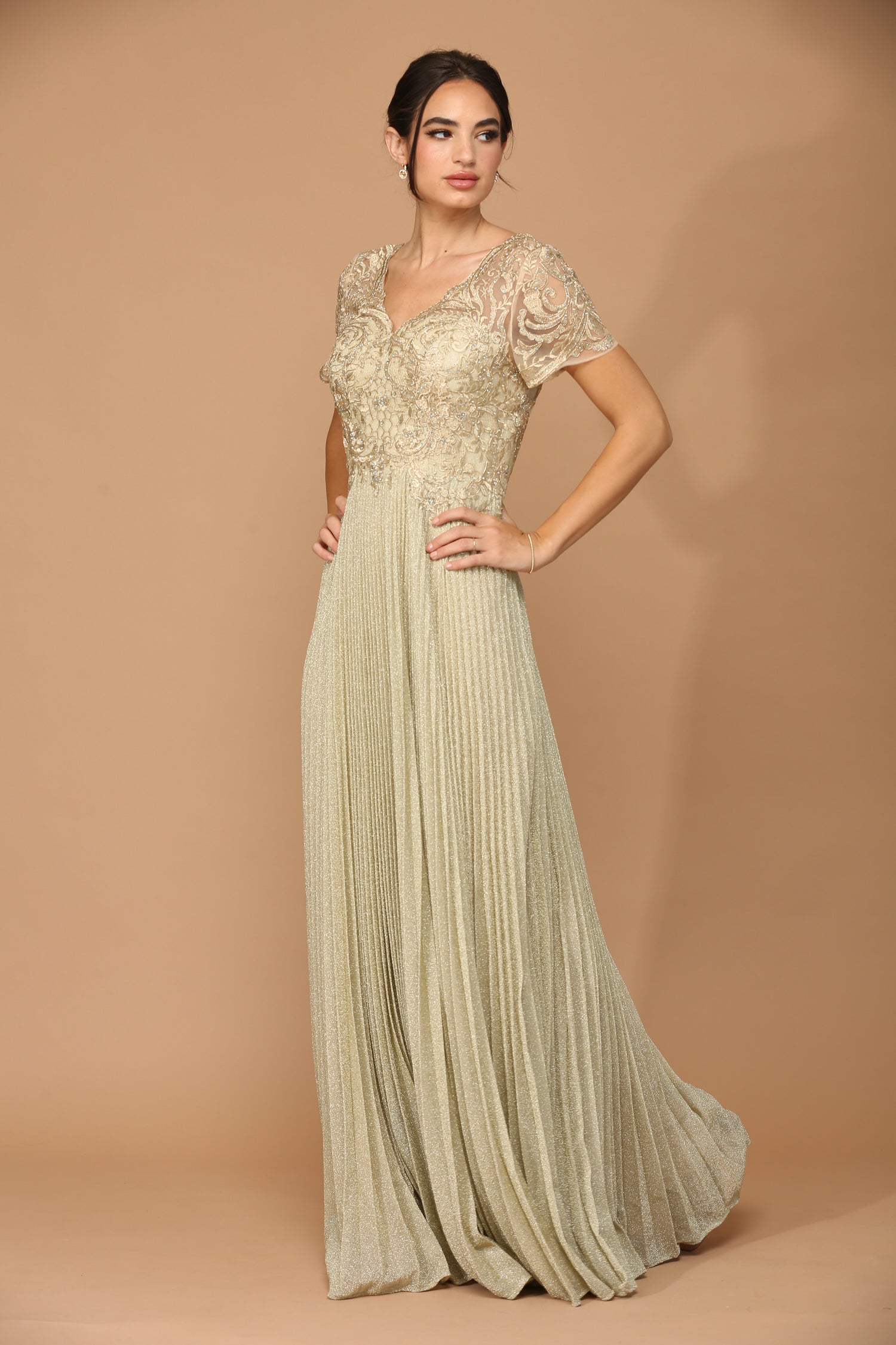 Eva USA 5241 Mother's Formal Gown with Pleated Skirt