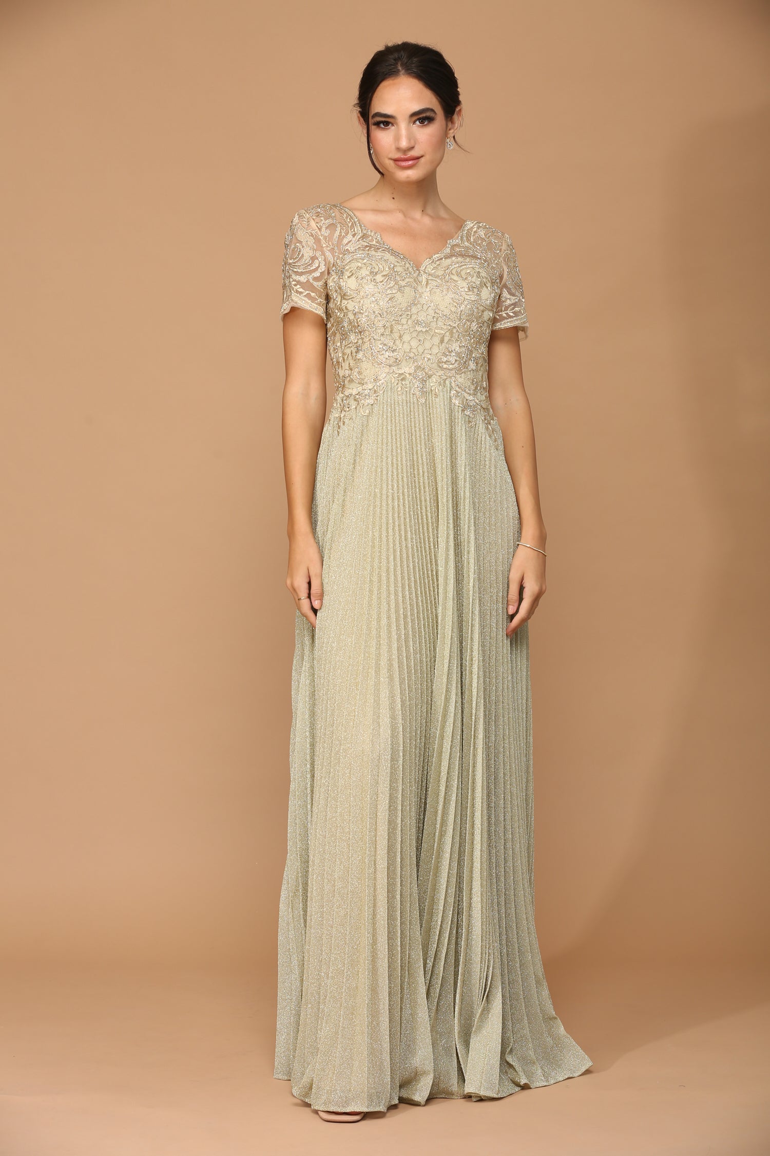 Eva USA 5241 Mother's Formal Gown with Pleated Skirt