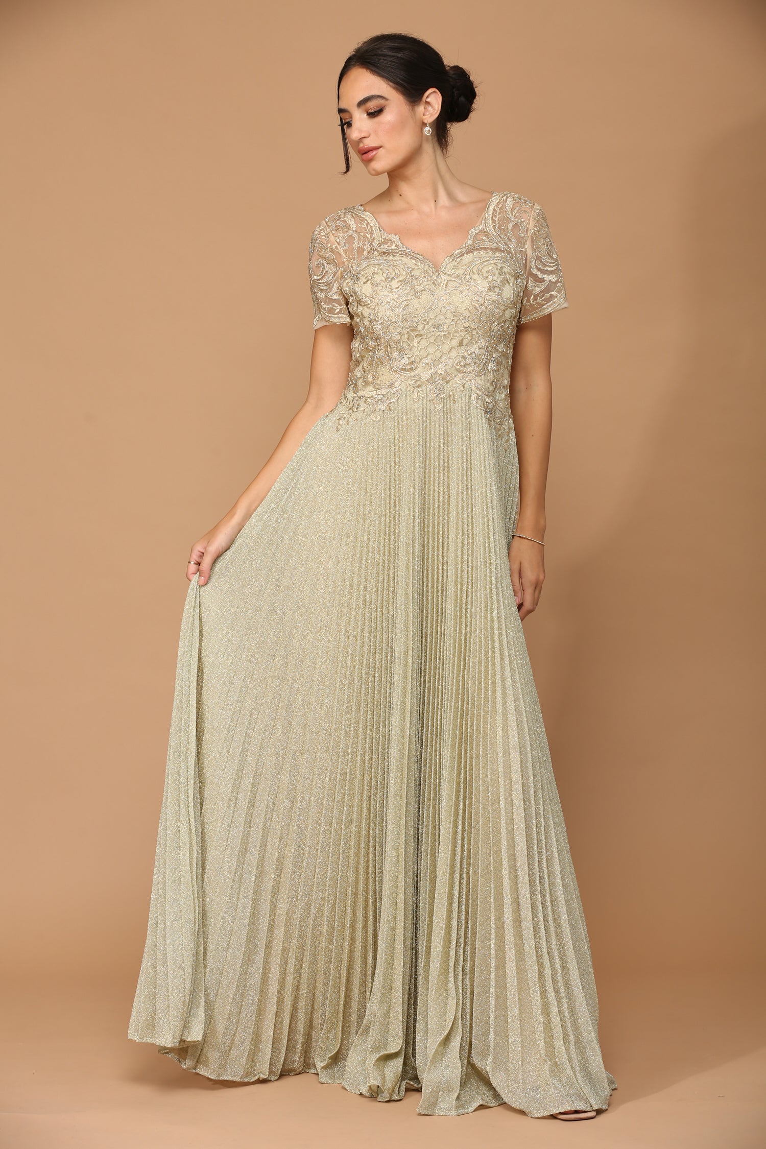 Eva USA 5241 Mother's Formal Gown with Pleated Skirt