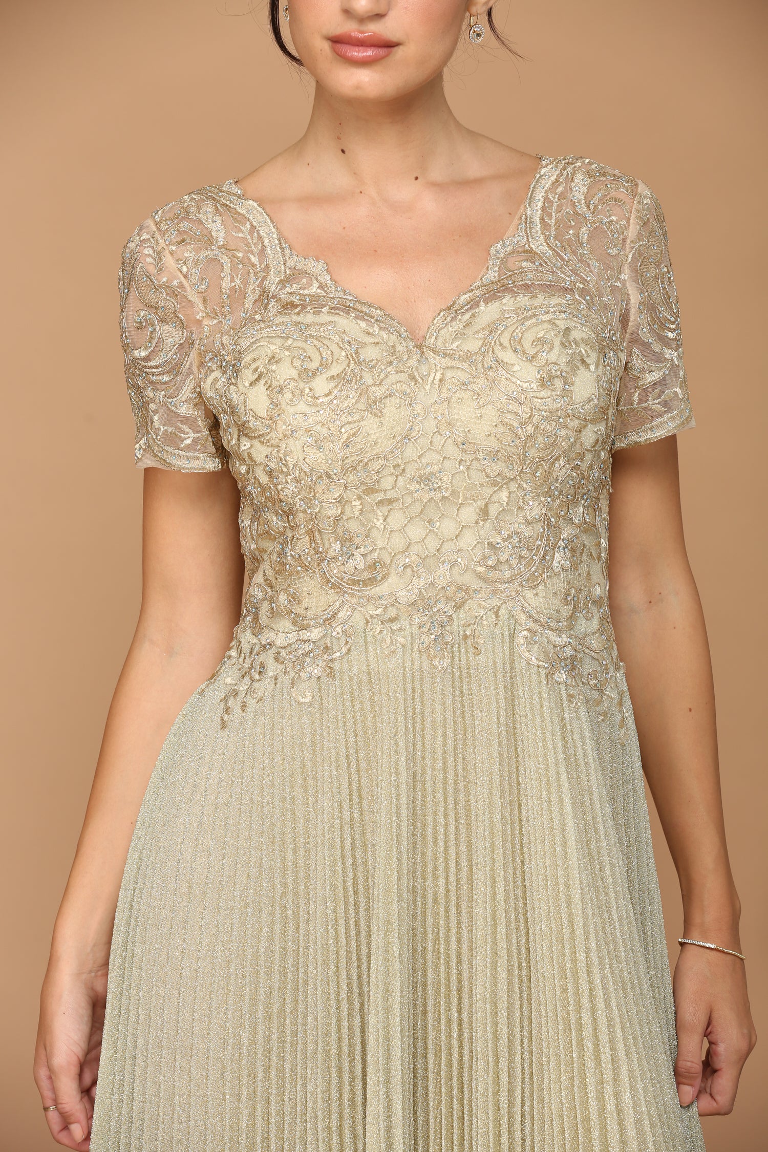 Eva USA 5241 Mother's Formal Gown with Pleated Skirt