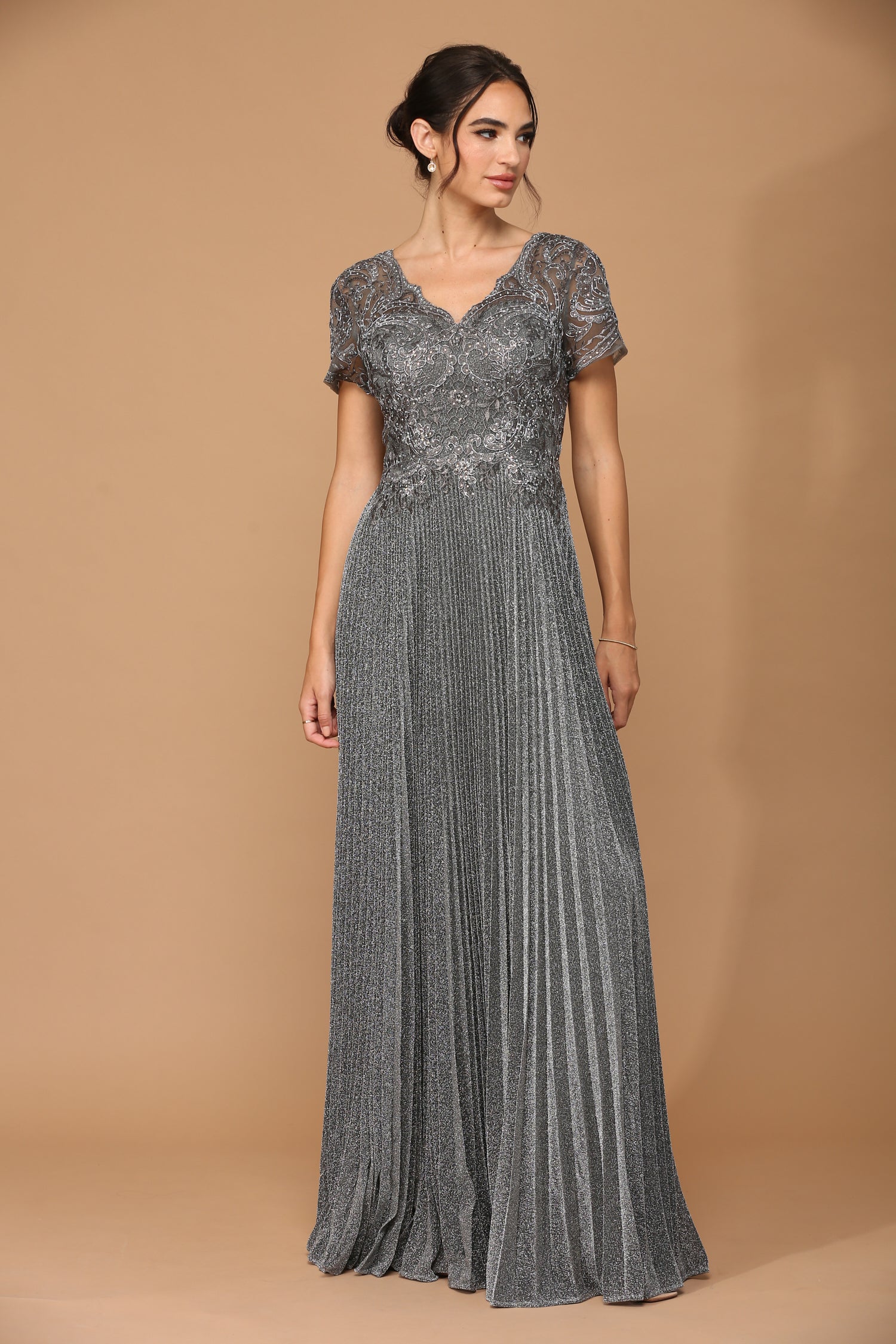 Eva USA 5241 Mother's Formal Gown with Pleated Skirt
