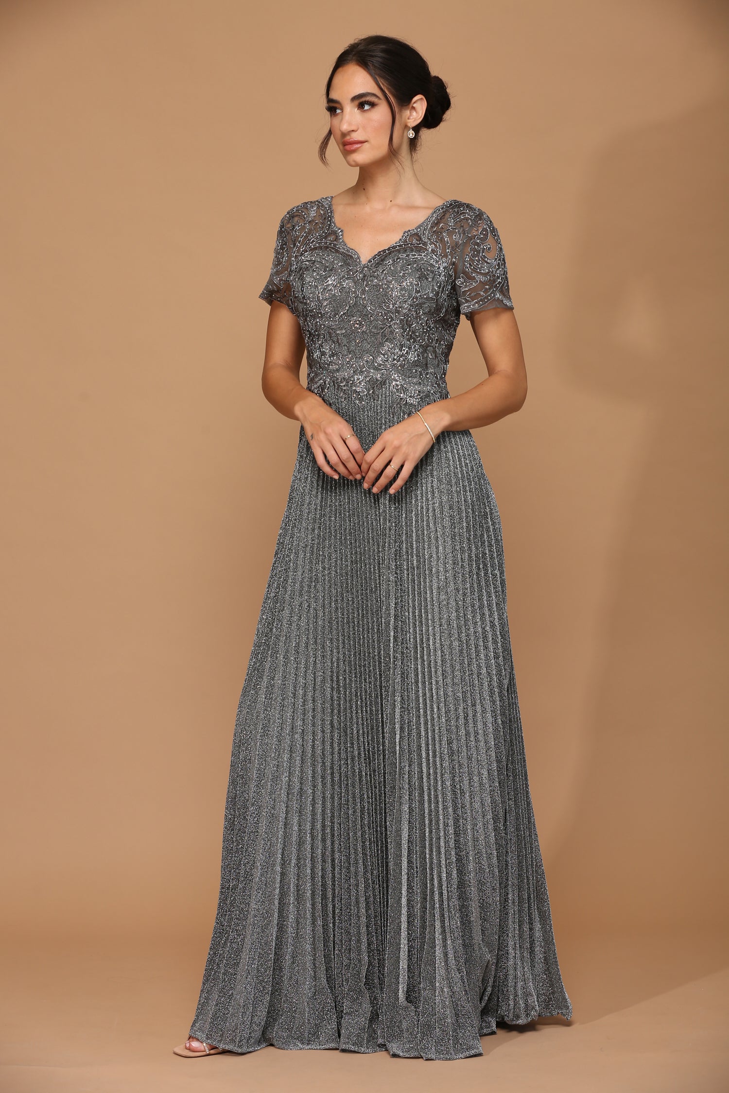 Eva USA 5241 Mother's Formal Gown with Pleated Skirt