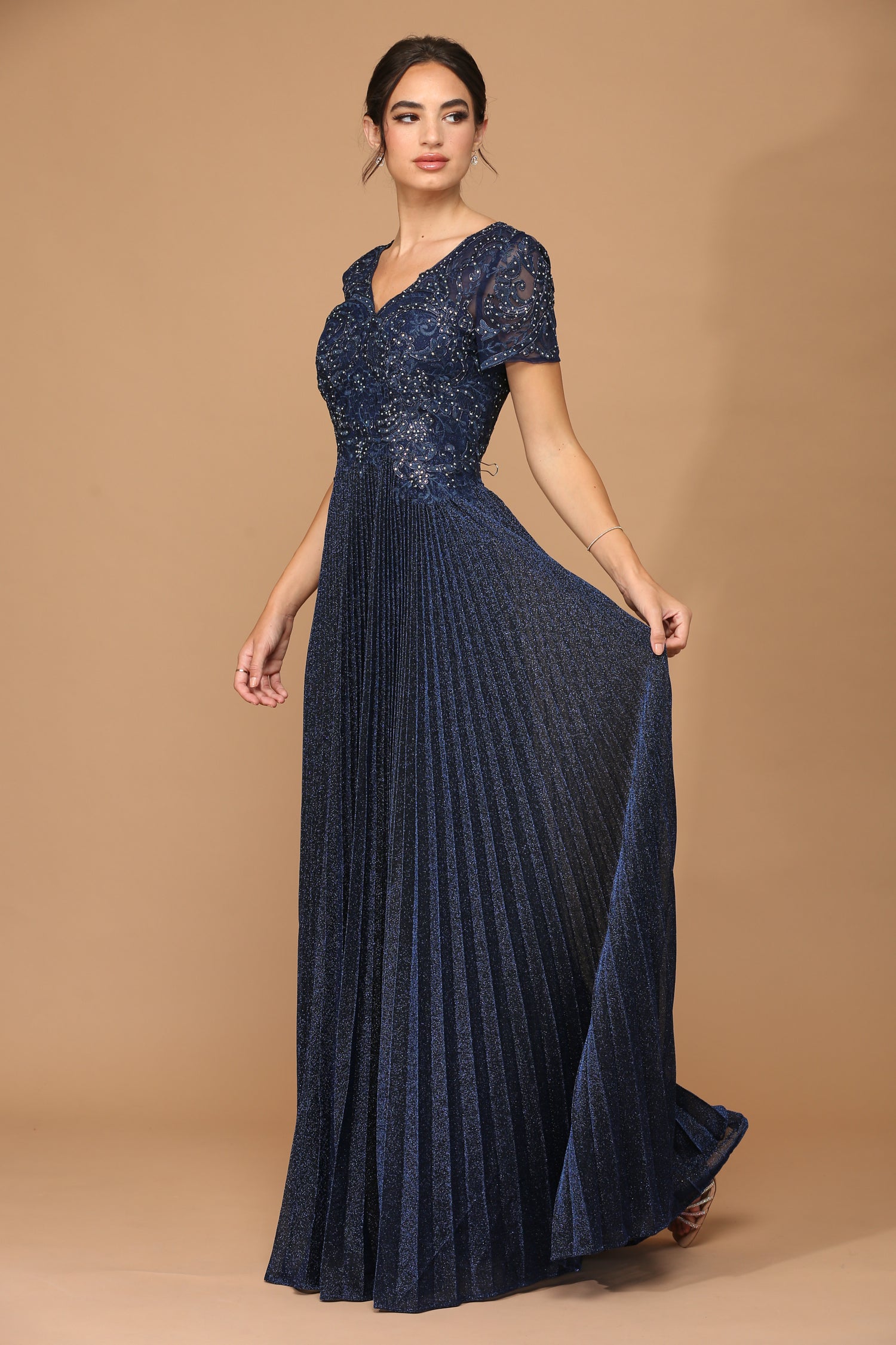 Eva USA 5241 Mother's Formal Gown with Pleated Skirt