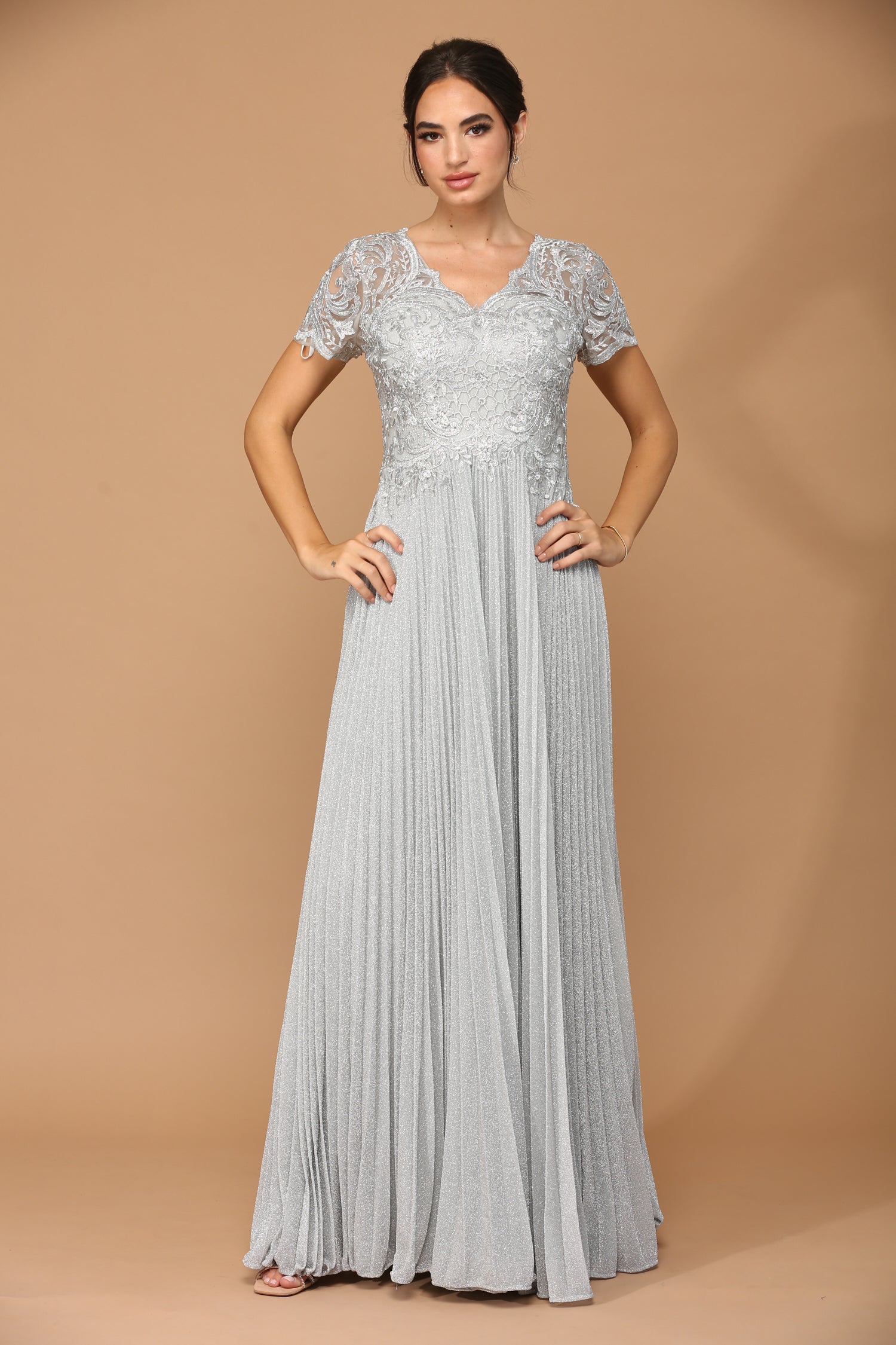 Eva USA 5241 Mother's Formal Gown with Pleated Skirt