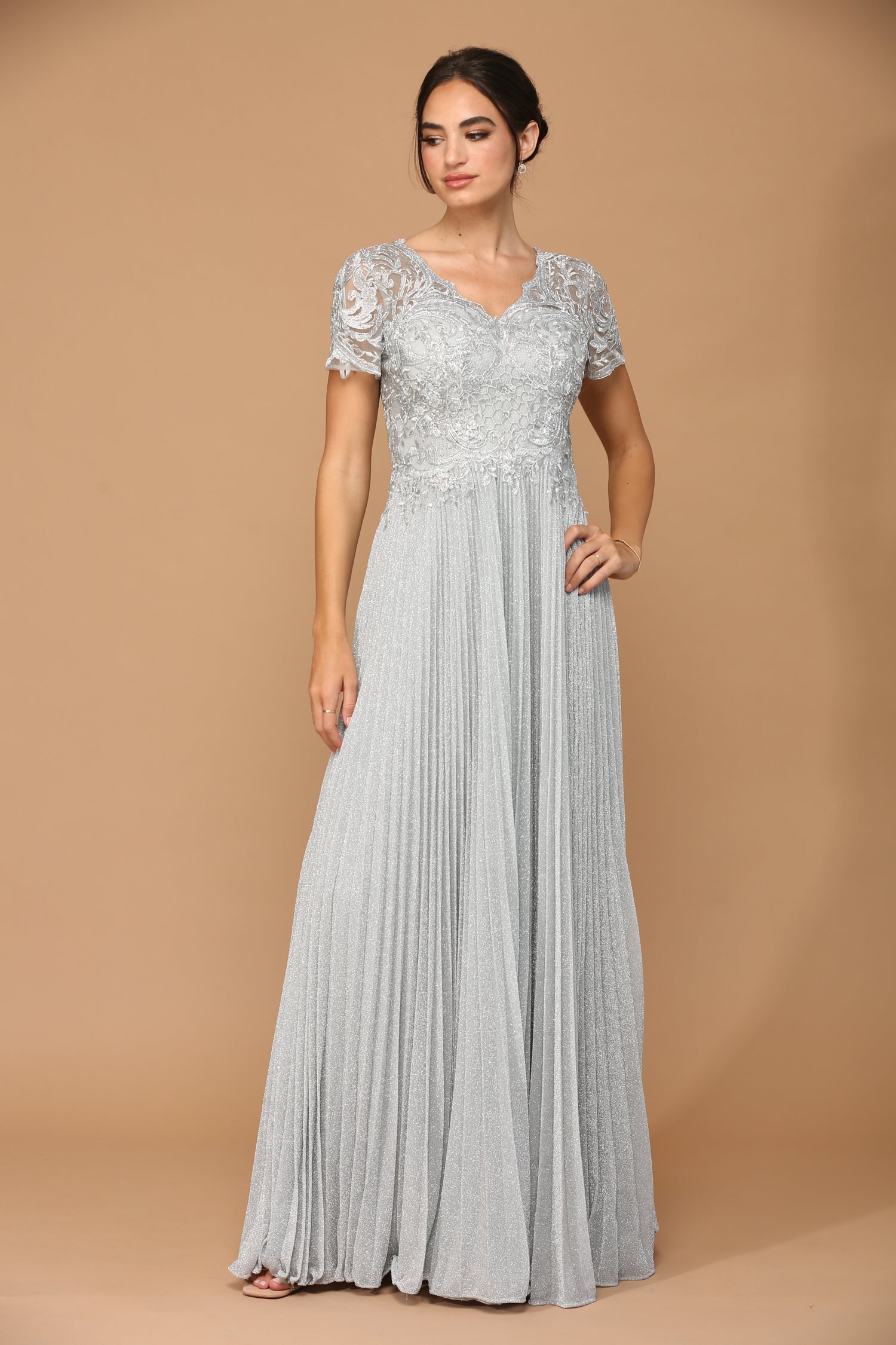 Eva USA 5241 Mother's Formal Gown with Pleated Skirt