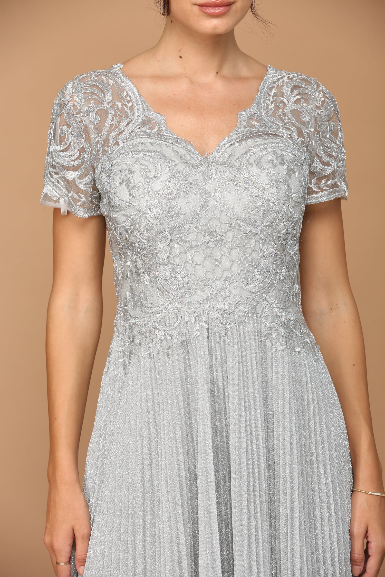 Eva USA 5241 Mother's Formal Gown with Pleated Skirt