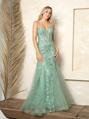 Eva USA EV5272 Embroidered Tulle Prom Gown