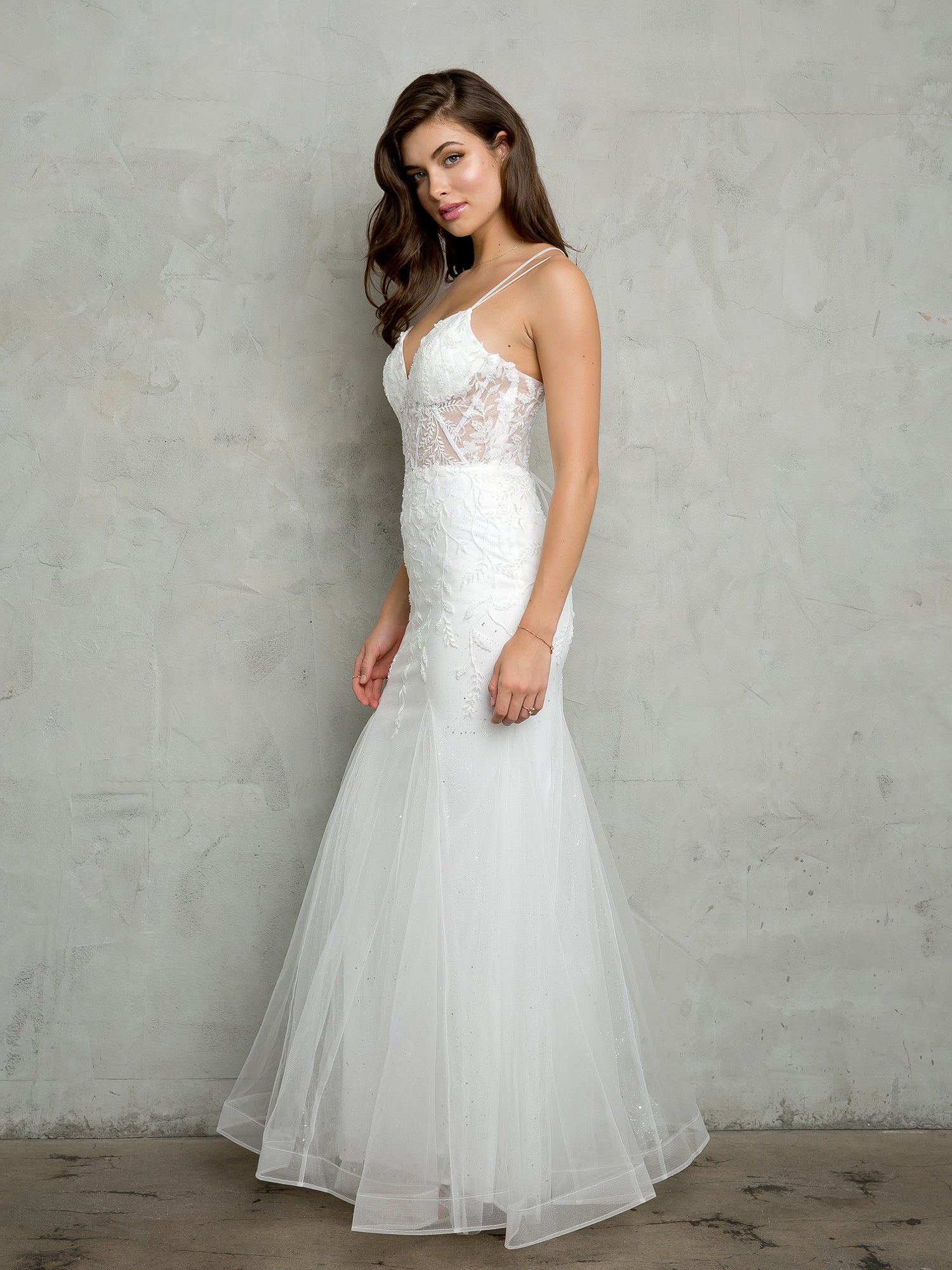 Eva USA 5257 Fit and Flare Lace Tulle Prom Gown