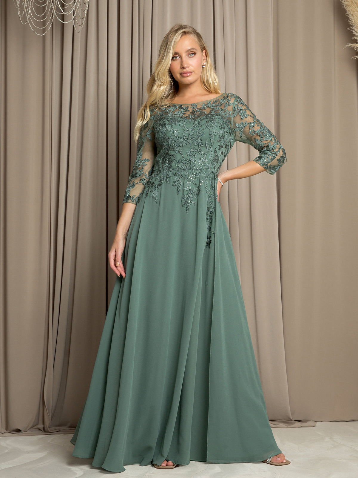 Eva USA EV-5258 Chiffon and Lace Mother of the Bride or Groom Gown