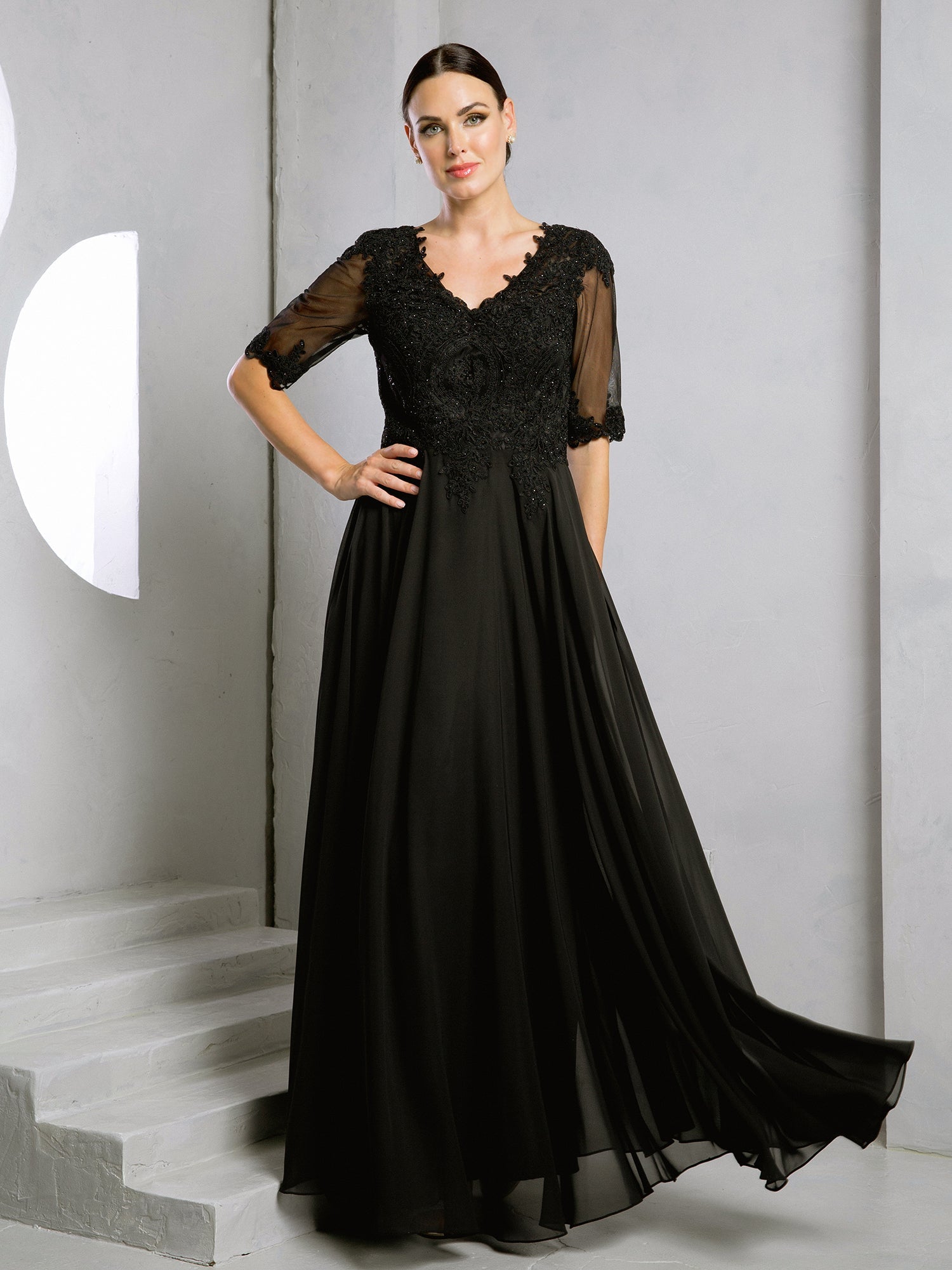Eva USA 5271 Chiffon and Lace Mothers Formal Gown