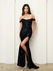 Eva USA EV5287 Stretch Satin Prom Gown