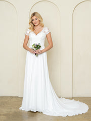 Eva USA 5301 Minimalist Chiffon and Lace Bridal Gown