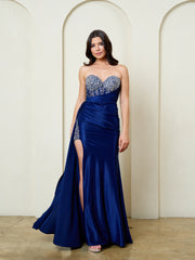 Eva USA 5306 Satin Strapless Fitted Prom or Formal Gown