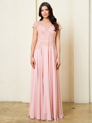 Eva USA 5316 Lace & Chiffon Mother's Gown With Cap Sleeves