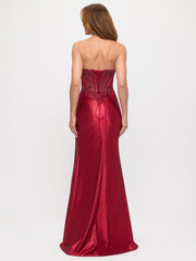 Eva USA 5317 Fitted Sparkle Satin Bustier Prom Gown