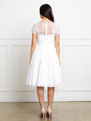 Eva USA 5319 Knee Length Informal Wedding Dress In Chiffon & Lace