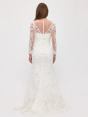 Eva USA 5321 Long Sleeve Trumpet Style Bridal Gown In Lace Applique
