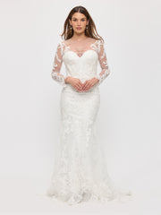 Eva USA 5321 Long Sleeve Trumpet Style Bridal Gown In Lace Applique
