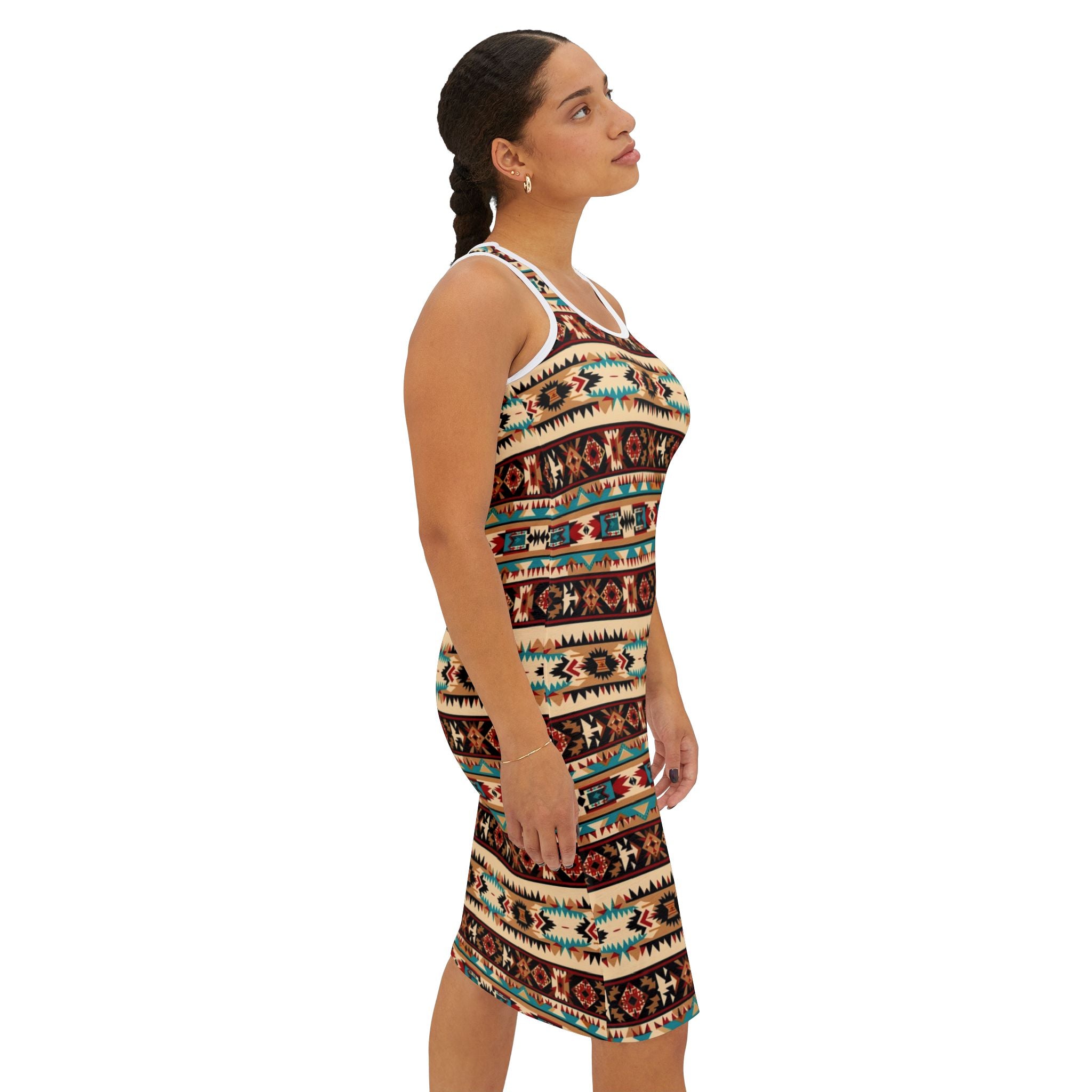 Ralee Fashion Aztec Boho Chic Women's Racerback Dress, Summer Fashion, Vacation Outfit, Casual Wear, Festival Dress, Bohemian Style
