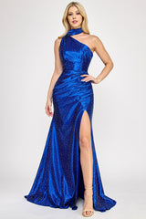 Lenovia 8393 Stretch Satin Rhinestone Uni-strap Formal Bridesmaid Dress