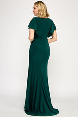 Lenovia 8376 Stretch Jersey Drape Sleeve Bridesmaid Dress