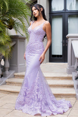 Lenovia 8460 Embroidered Lace Fitted Prom Or Evening Gown