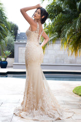 Lenovia 8460 Embroidered Lace Fitted Prom Or Evening Gown