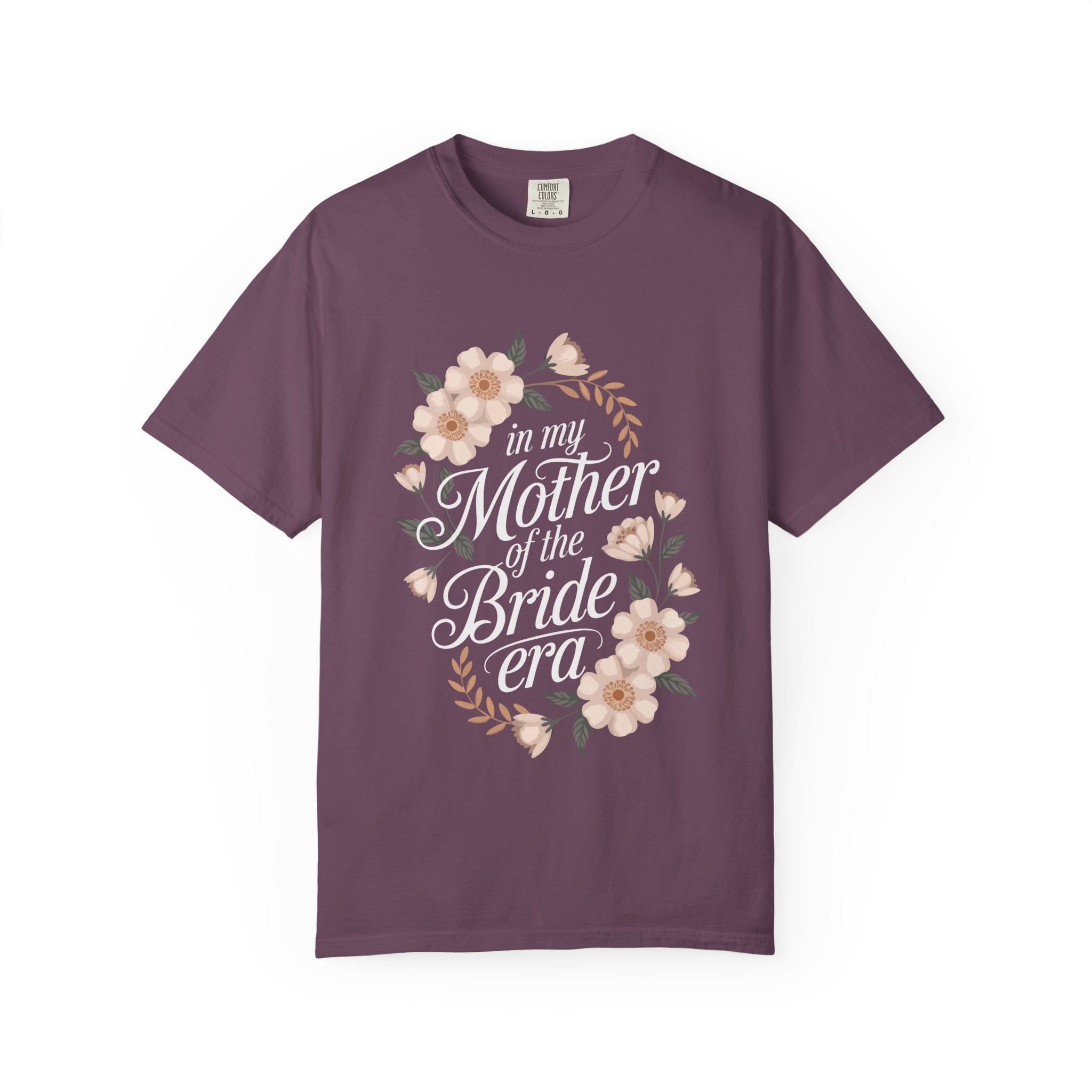 Mother of the Bride T-Shirt, Unisex Floral Tee, Bridal Party Gift, Wedding Celebration Apparel, Eco-Friendly Garment-Dyed Shirt