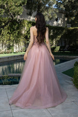 May Queen MQ2178 Shimmer Tulle & Lace Formal Prom Gown