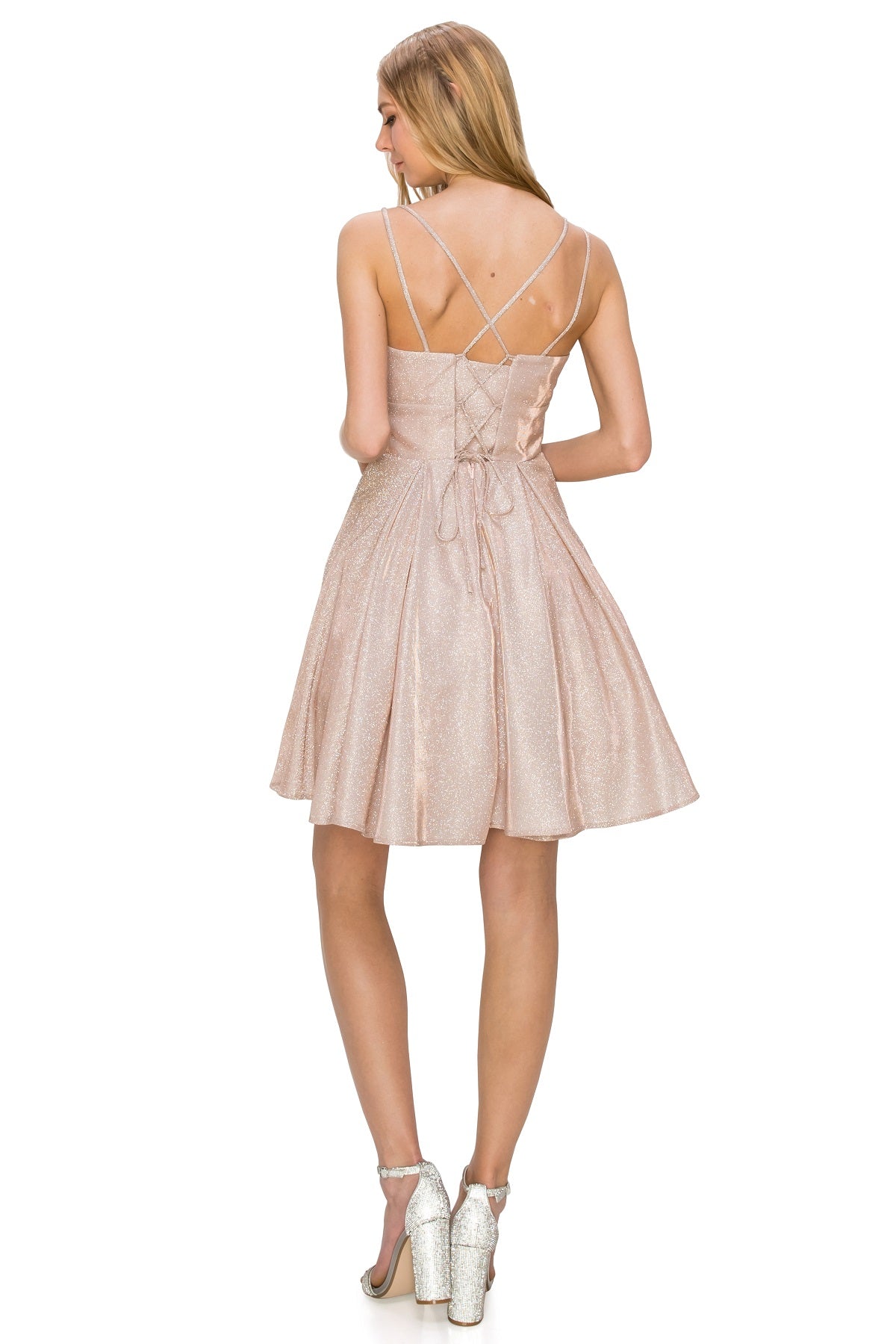Cinderella Couture 8011J Short Homecoming or Cocktail Dress in Sparkle Fabric