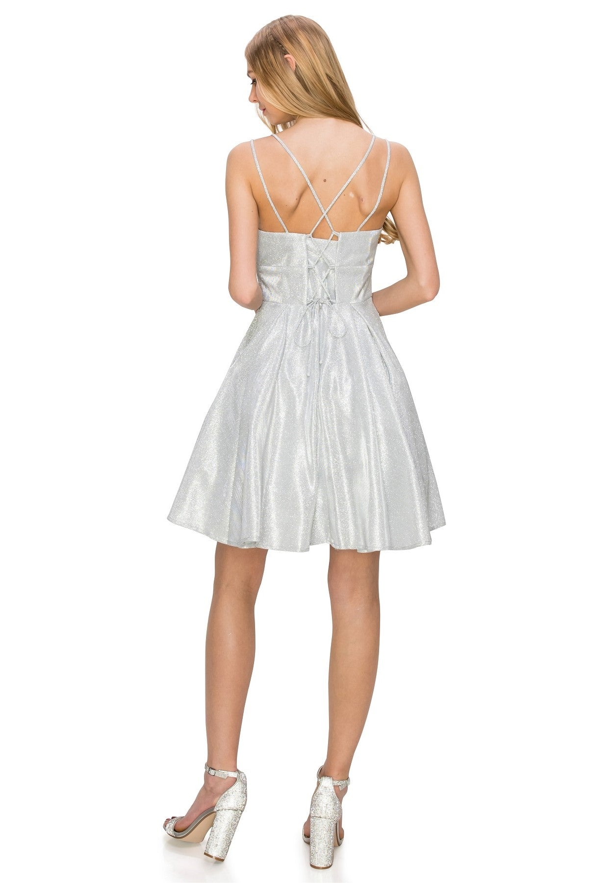 Cinderella Couture 8011J Short Homecoming or Cocktail Dress in Sparkle Fabric
