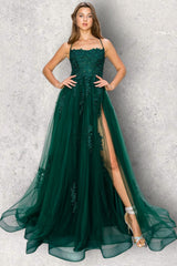 Cinderella Couture 8031J Lace & Tulle Prom Gown With Strappy Open Back