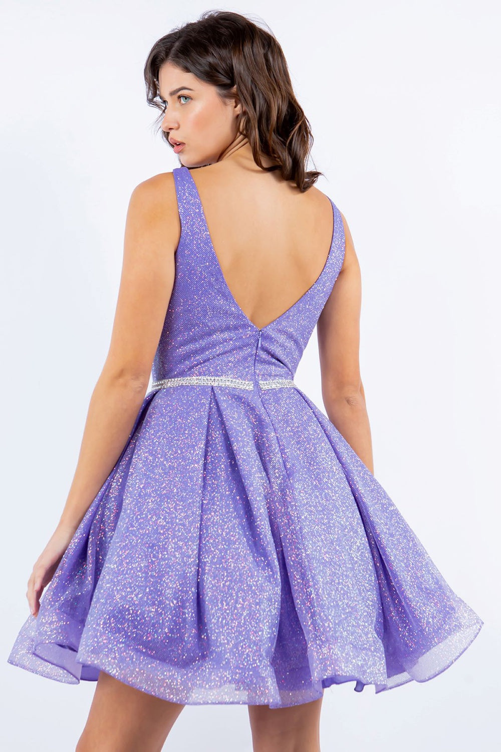 Cinderella 8047J Short Glitter Mesh Homecoming or Party Dress