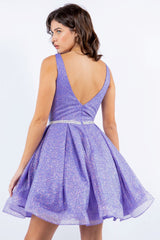 Cinderella 8047J Short Glitter Mesh Homecoming or Party Dress