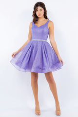 Cinderella 8047J Short Glitter Mesh Homecoming or Party Dress