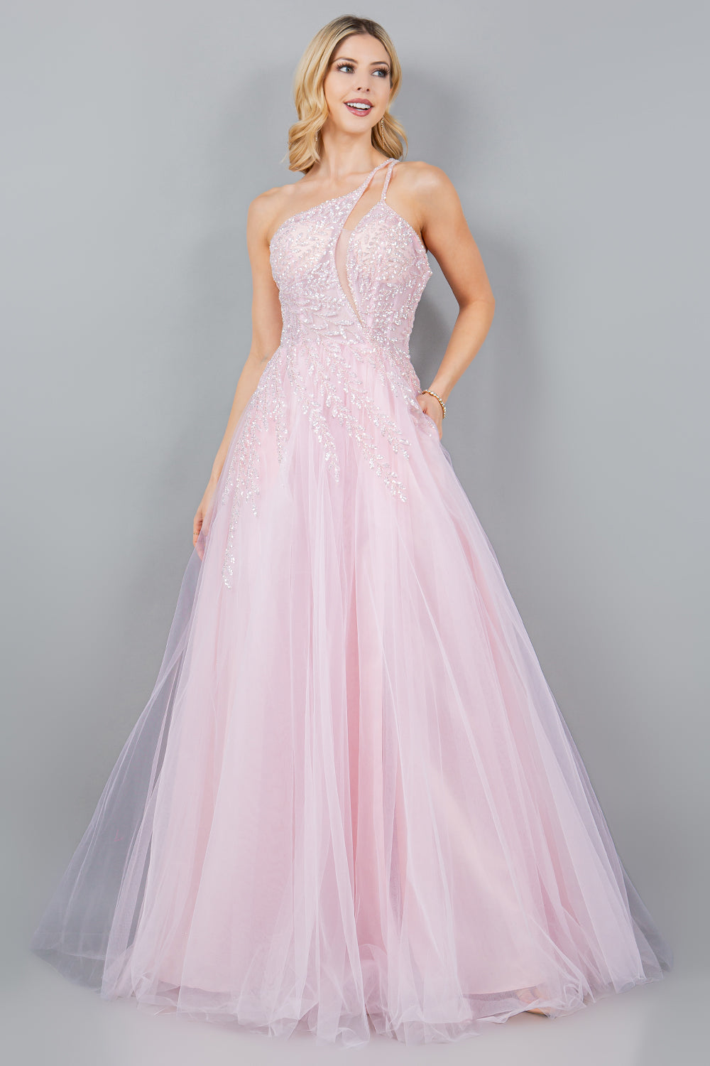 Cinderella Couture 8118J Tulle Prom Gown Beading and Sequins