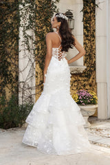 May Queen MQ8148 Layered Mermaid Prom Gown With Lace-up Back