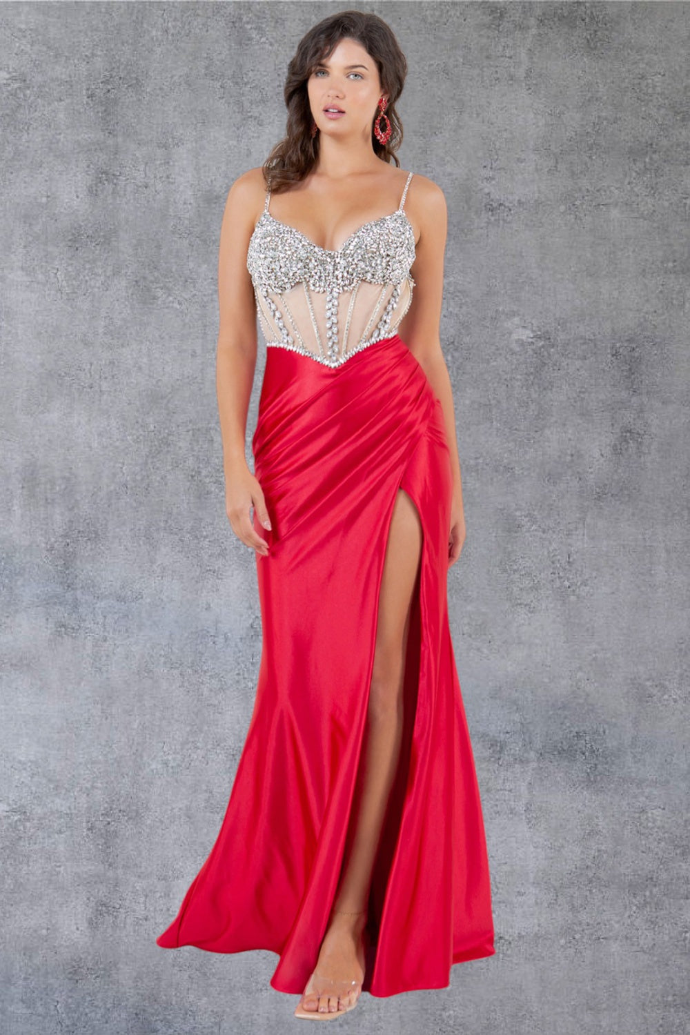 Cinderella Couture 8171-J Satin and Crystal Formal Prom Gown