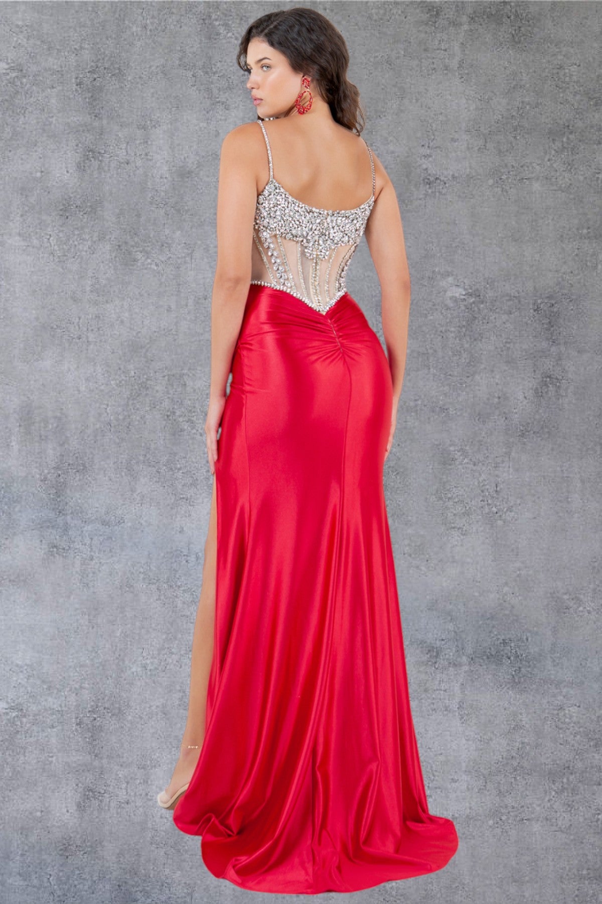 Cinderella Couture 8171-J Satin and Crystal Formal Prom Gown